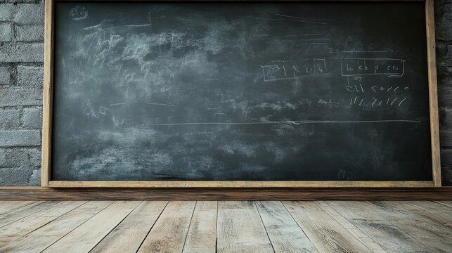 A large chalkboard with writing on it in a classroom setting