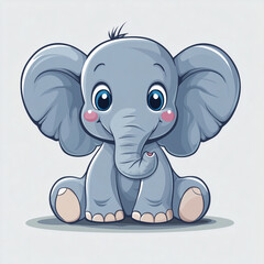 Cute elephant cartoon vector illustration.