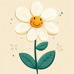 Cute flower cartoon vector illustration 