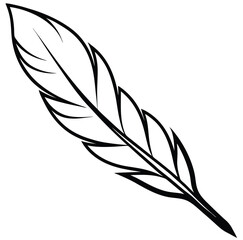Obraz premium Elegant minimalist black fluffy contour feather style flat logo icon tattoo stock design vector silhouette illustration. Crisp outlines and a captivating contrast between light and shadow.