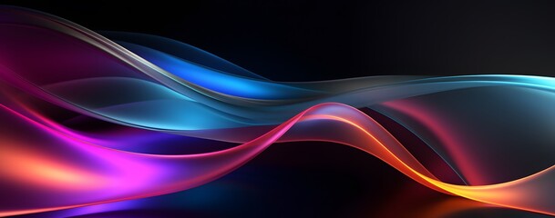 Naklejka premium Abstract background with glowing wavy shape colorful light effect. colorful wave with colorful light inside suitable for banner, cover. 
