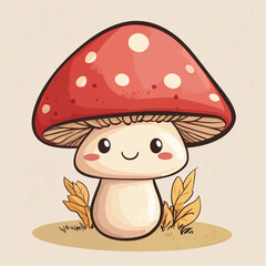 Cute mushroom cartoon vector illustration 