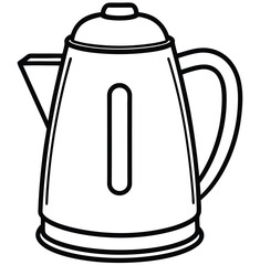 kitchen appliance electric kettle line art icon sign vector illustration 