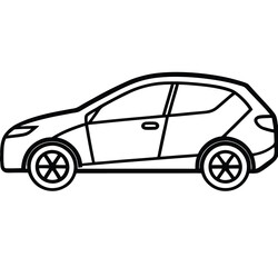 Easy-shape transportation private vehicle: a car used for carrying people. Line art, icon, vector, illustration, isolated, design, stock related to transportation. Editable Pro Vector.