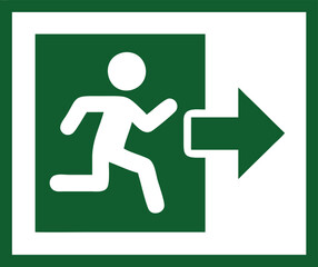 Emergency fire exit sign. running man icon to door. Exit emergency arrow sign vector image. Fire evacuation sign. warning sign plate logo stock images illustration.