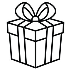 Decorated present gift box with black and white ribbon premium stock clip art cartoon doodle freehand sketch drawing isolated vector element illustration 