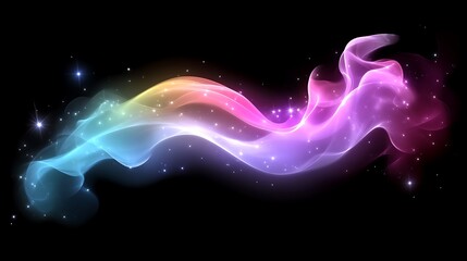 Fototapeta premium Colorful Glowing Wave with Sparkling Lights Abstract Art