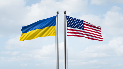 Ukraine And United States Crisis and US and Ukrainian clash as a geopolitical conflict between the Ukrainians and Americans as a European security guarantees concept due to political dispute and diplo