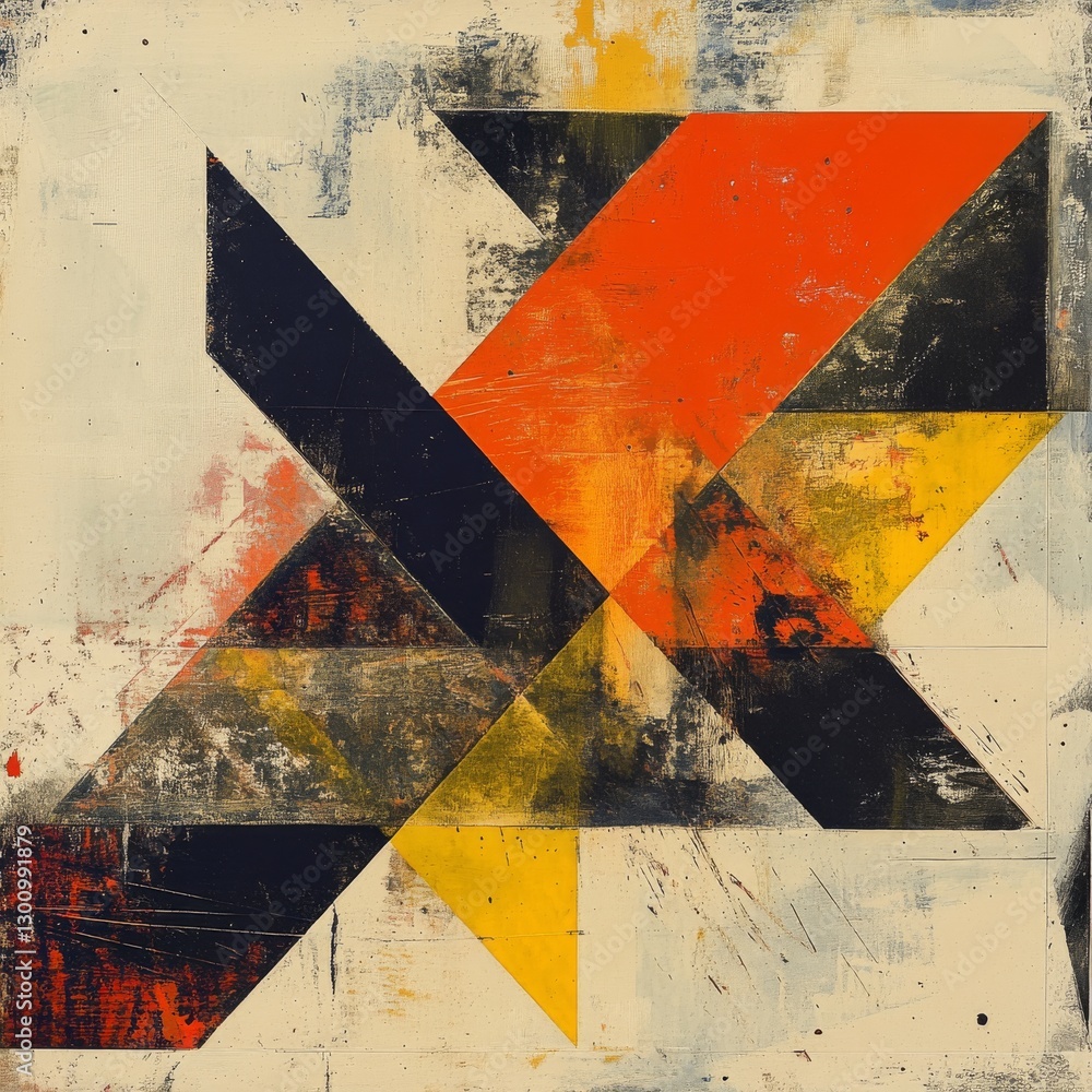 Aufkleber Abstract Geometric Composition with Bold Triangles and Textured Surface