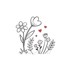 Abstract flowers and hearts valentine card