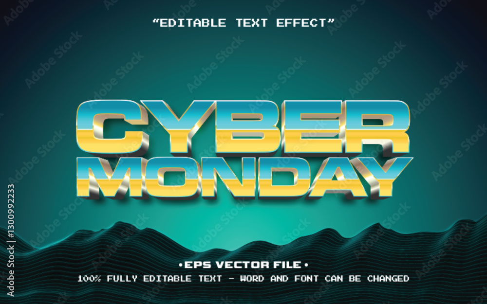 Poster cyber monday editable text effect vector template with 3d style
