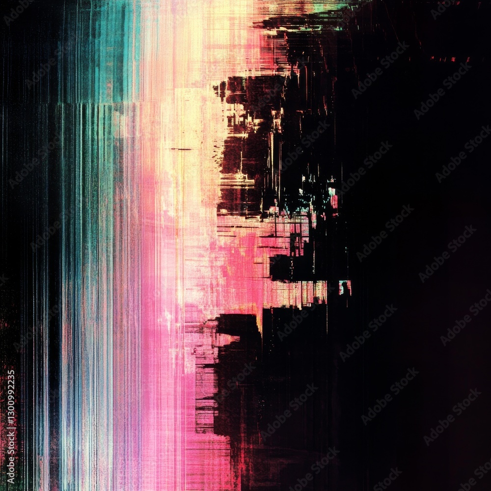 Poster abstract vertical lines with color gradient transitioning into darkness - modern art