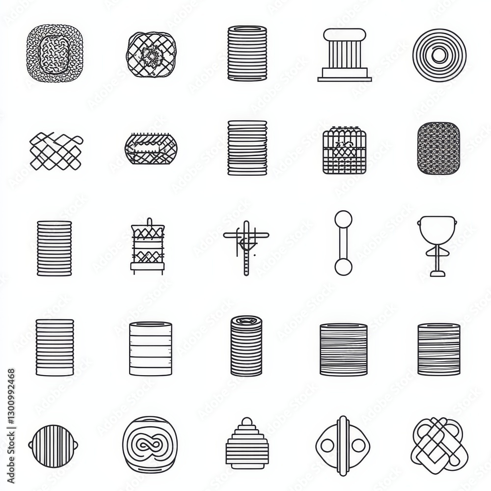 Poster assorted abstract shapes: a minimalist collection of geometrical and ornamental designs in black and