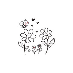 Abstract flowers and hearts valentine card