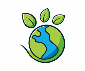 Eco-Friendly Earth Logo with Leaves