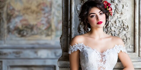 Fototapeta premium Fashionable modern bride in bridal gown