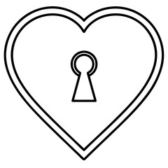 Heart-shaped keyhole  Line art Vector