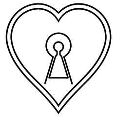 Heart-shaped keyhole  Line art Vector