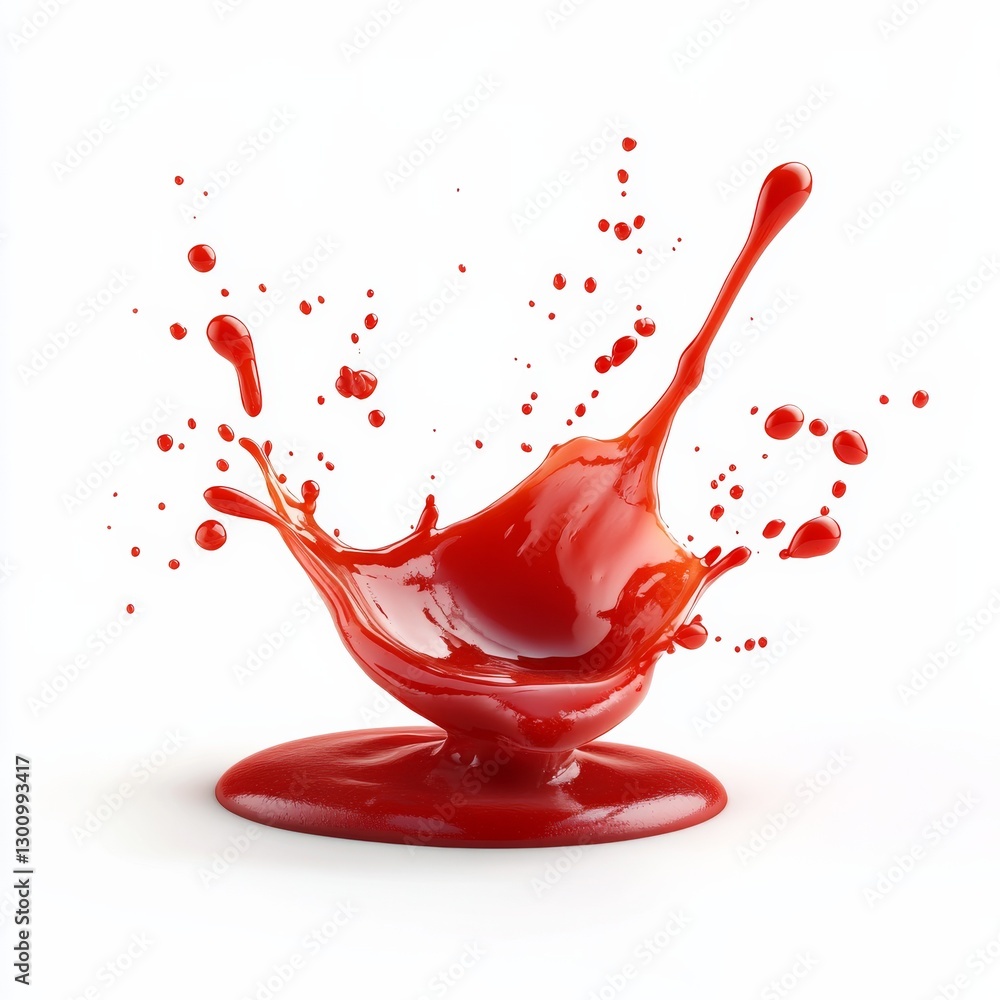 Leinwandbilder Explosive Red: A Dynamic Splash of Color in Motion, Capturing the Energy and Fluidity of Red Paint Against a Clean White Background