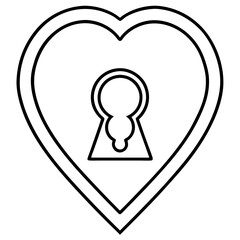 Heart-shaped keyhole  Line art Vector