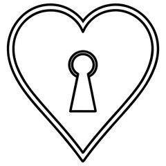 Heart-shaped keyhole  Line art Vector
