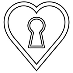 Heart-shaped keyhole  Line art Vector