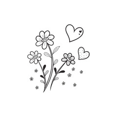 Abstract flowers and hearts valentine card