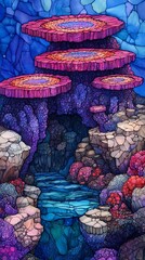 Fantastic underwater landscape of coral reef with diverse life forms