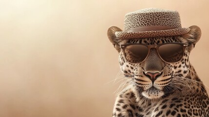 Obraz premium Leopard celebrating with friends a tiger and lion party in the wild fun environment upbeat viewpoint