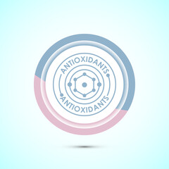 Rich in antioxidants icon design illustration. Antioxidant rich food label sign symbol, Pastel color button design
