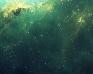 Obraz premium Cosmic dust, stars swirl in emerald space, dreamy atmosphere