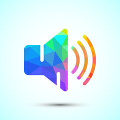 Volume icon design illustration, Sound icon for apps and websites, low poly style
