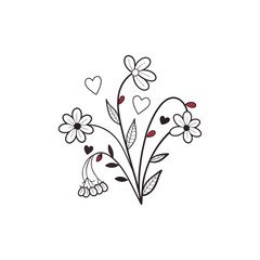 Abstract flowers and hearts valentine card