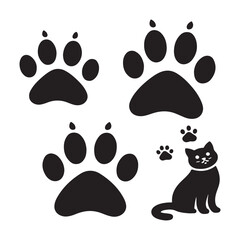 Fototapeta premium silhouette paw print icons set design on a white background