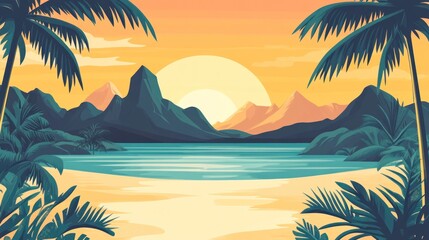 Tropical Sunset Beach Landscape
