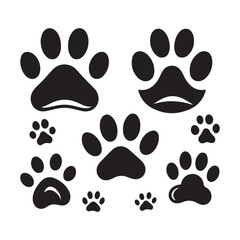 Fototapeta premium silhouette paw print icons set design on a white background