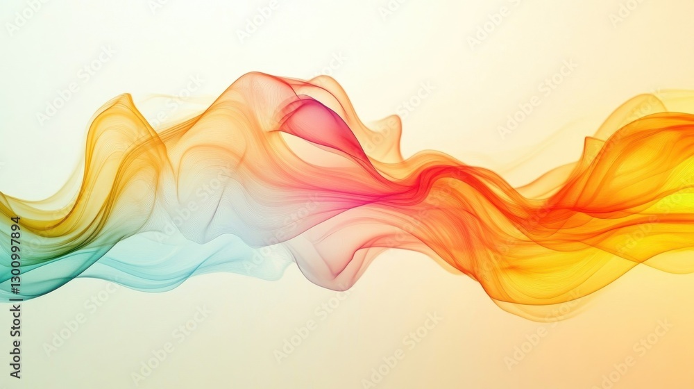 Poster colorful ribbons of flowing textures are displayed across the image