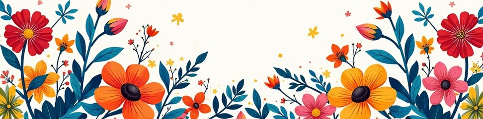 Obraz premium Colorful and whimsical floral doodles blending seamlessly, background, colorful