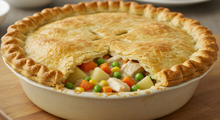 Hearty Comforting Chicken Pot Pie with Flaky Crust and Mixed Vegetables