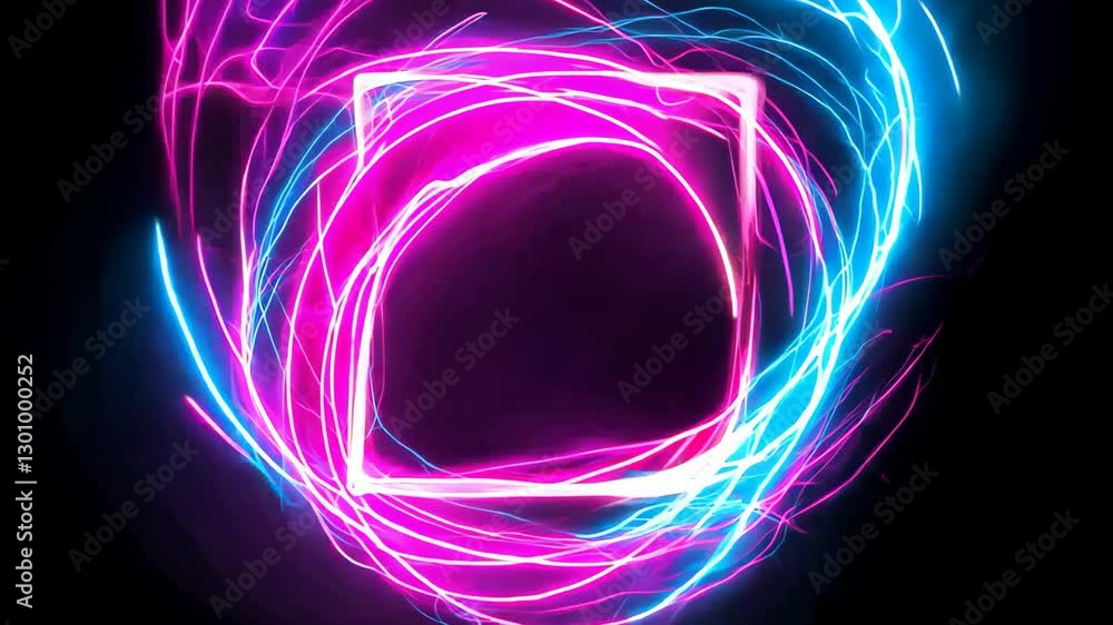 Aufkleber vibrant two-tone neon color frame with square design on black background for modern abstract art and