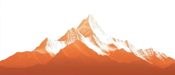Fotobehang A range of orange - toned mountains with snow - covered peaks, creating a visually striking and warm - hued natural landscape, suitable as a wallpaper for nature lovers. © StellaStudio