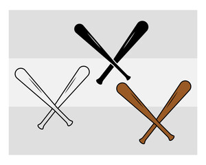Baseball Bat SVG Silhouette Bundle, Baseball Bat Silhouette, Sports Svg, Baseball Stick Svg, Bat Svg, Baseball Bat Png, Baseball Svg Images, Cut Files