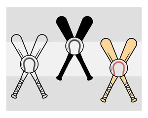 Baseball Bat SVG Silhouette Bundle, Baseball Bat Silhouette, Sports Svg, Baseball Stick Svg, Bat Svg, Baseball Bat Png, Baseball Svg Images, Cut Files