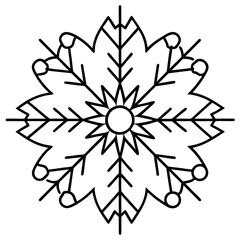 Heart-shaped snowflake line art vector