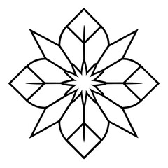 Heart-shaped snowflake line art vector