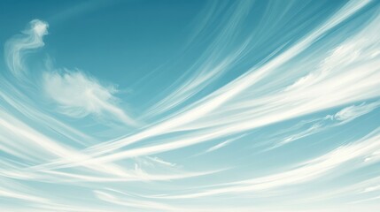 Serene Blue Sky with Wispy White Clouds Abstract Nature Background