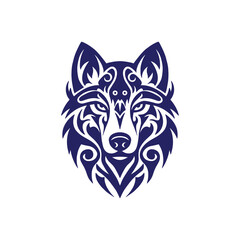 Wolf head tattoo in celtic and nordic ornament flat design style vector illustration isolated on white background.