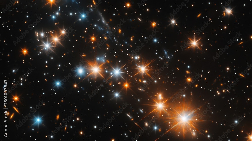 Poster a cosmic scene showcases celestial objects shining vibrantly in space