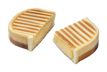 Deliciously unique dessert resembling a grilled cheese sandwich, perfect for summer gatherings or restaurant menus, cut out