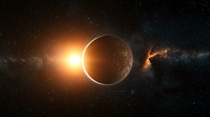 Obraz premium Stunning view of a planet in deep space.